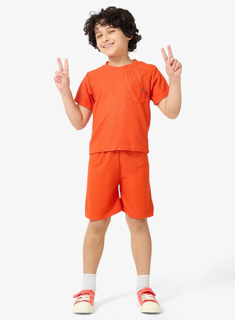 Pinata  Orange Pocket Tshirt Short Set for Men | Best Price UAE